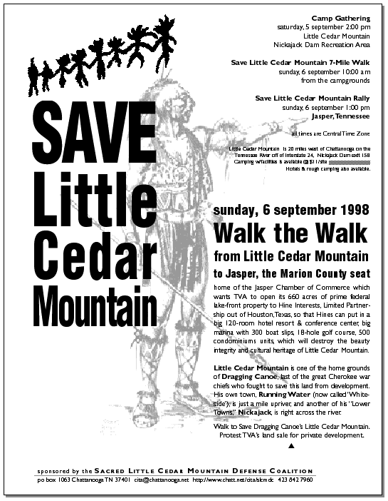 Save Little Cedar Mountain Walk the Walk '98
flier